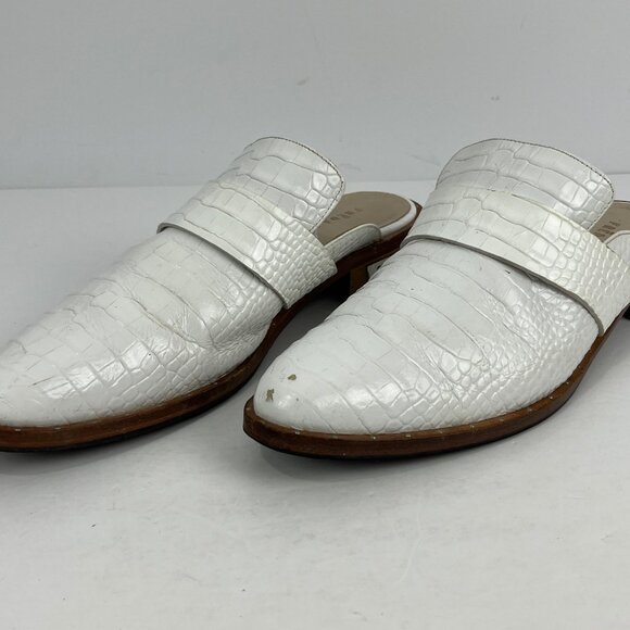 Freda Salvador Mules Slippers Size 8.5 White Leather Pointed Toe Block Heel 1in - Picture 2 of 6